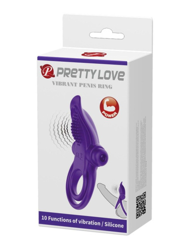 LyBaile Pretty Love Vibro Penis Ring - Эрекционное кольцо с вибрацией, 11.3х5.6 см (фиолетовый)